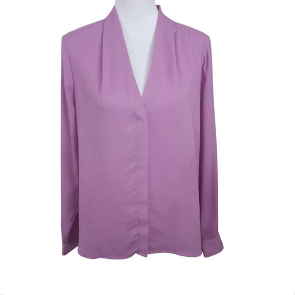 HALOGEN PURPLE BUTTON DOWN BLOUSE SZ.L EUC - Picture 2 of 6